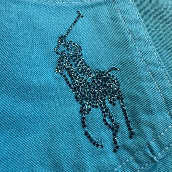 Ralph Lauren Black Label Turquoise Crystal Big Pony Cropped 888 Jean - Picture 8 of 17
